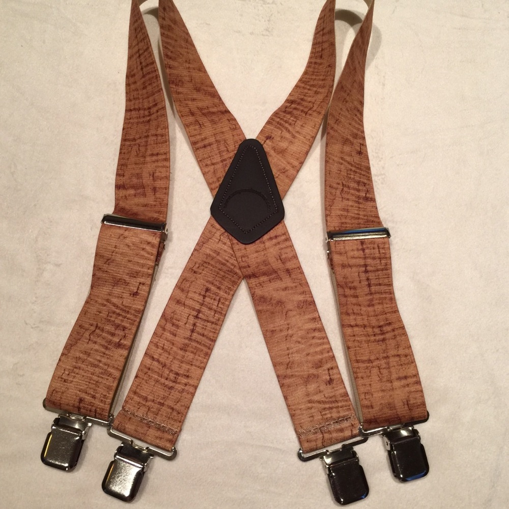 Maple Wood Suspenders with clips, size 42”